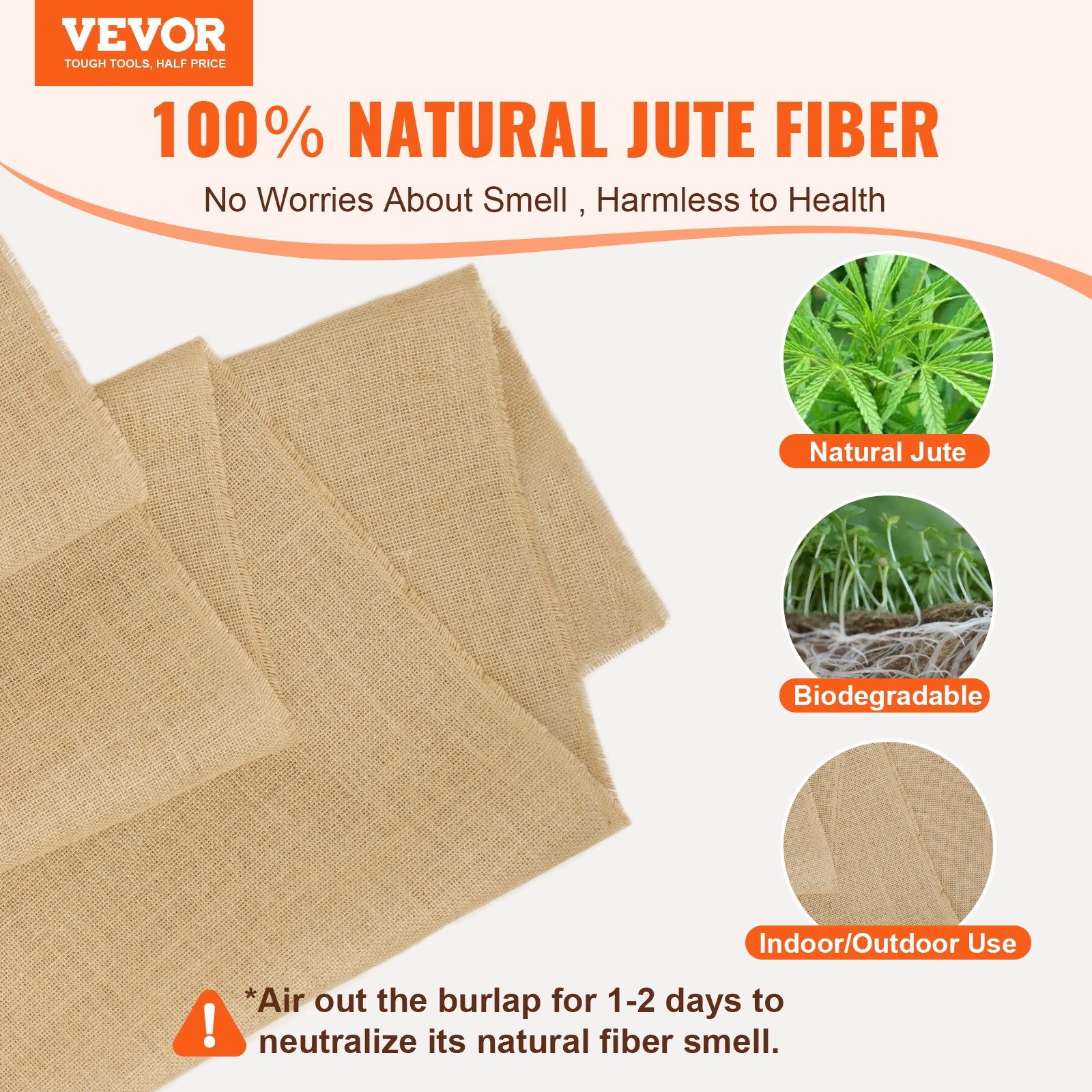 Garden Ornaments: VEVOR Burlap Fabric Roll Burlap Tree Wrap 914 mm x 45.7 m for Crafts & Plants