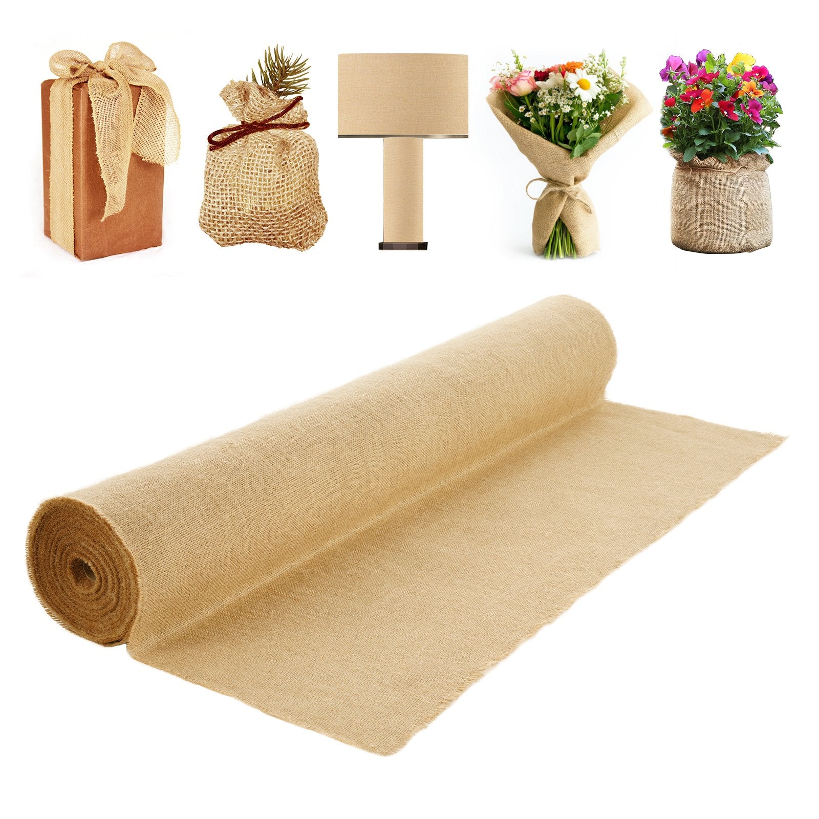 Laundry Cleaning Supplies: VEVOR Burlap Fabric Roll, 1016 mm x 22.86 m & 50 x 50 Density Wide Natural Burlap Fabric Rolls, Jute Fabric Burlap Tree Wrap Roll, for Decor, Crafts, Wedding, Gardening, Plant & Tree Winter Covering