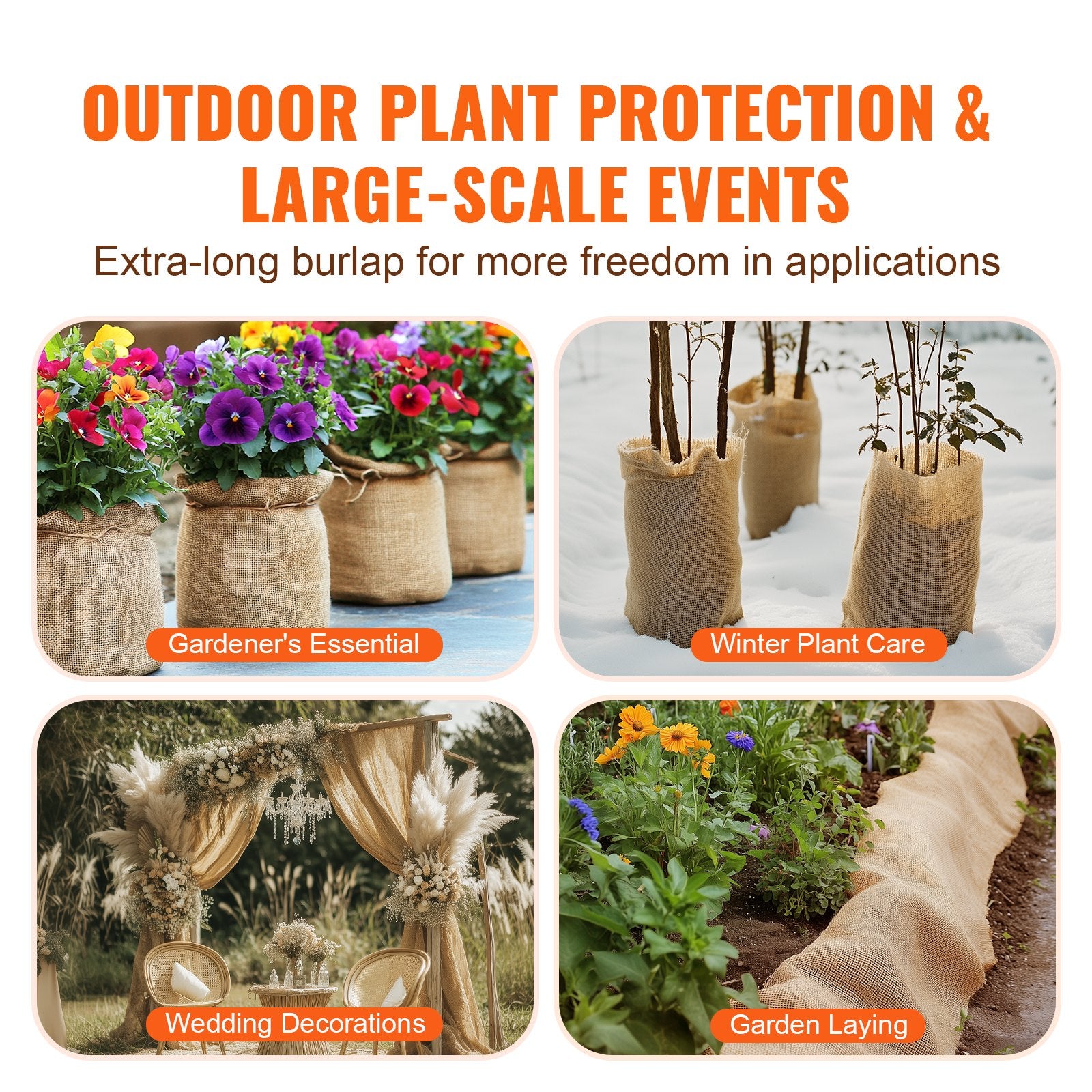 Garden Ornaments: VEVOR Burlap Fabric Roll Burlap Tree Wrap 1016 mm x 45.7 m for Crafts & Plants