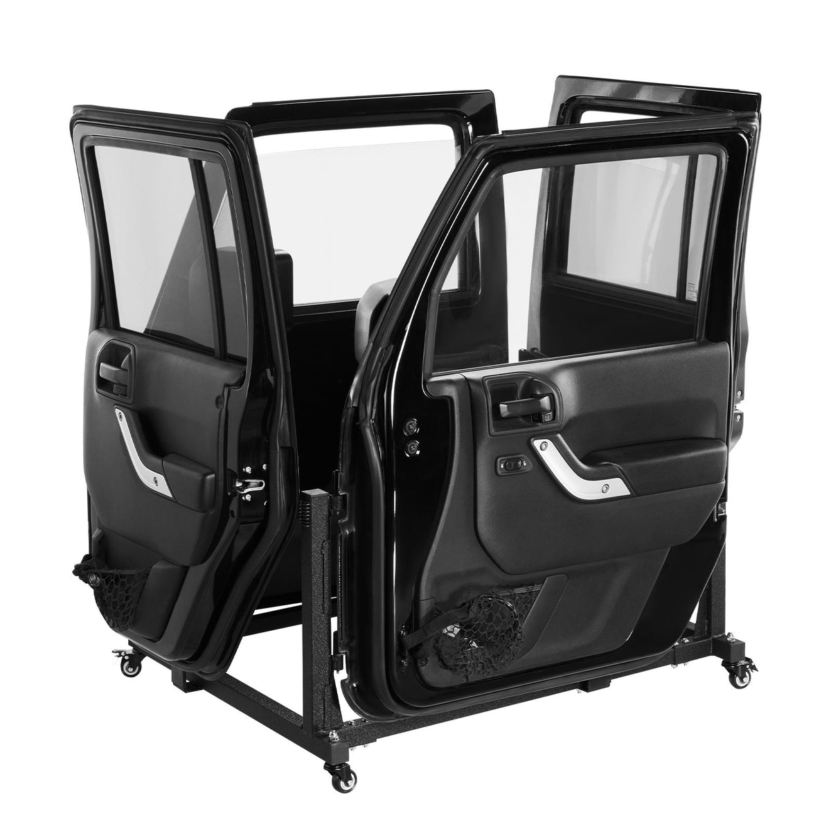 Jeep Door Storage Cart, 4 Doors Moveable Storage Cart Rack with Thickened Rubber Cushion, Sturdy Car Door Holder Cart Fit for Jeep Wrangler JK JL/Gladiator JT 2007- 2023 JK JL / Gladiator JT