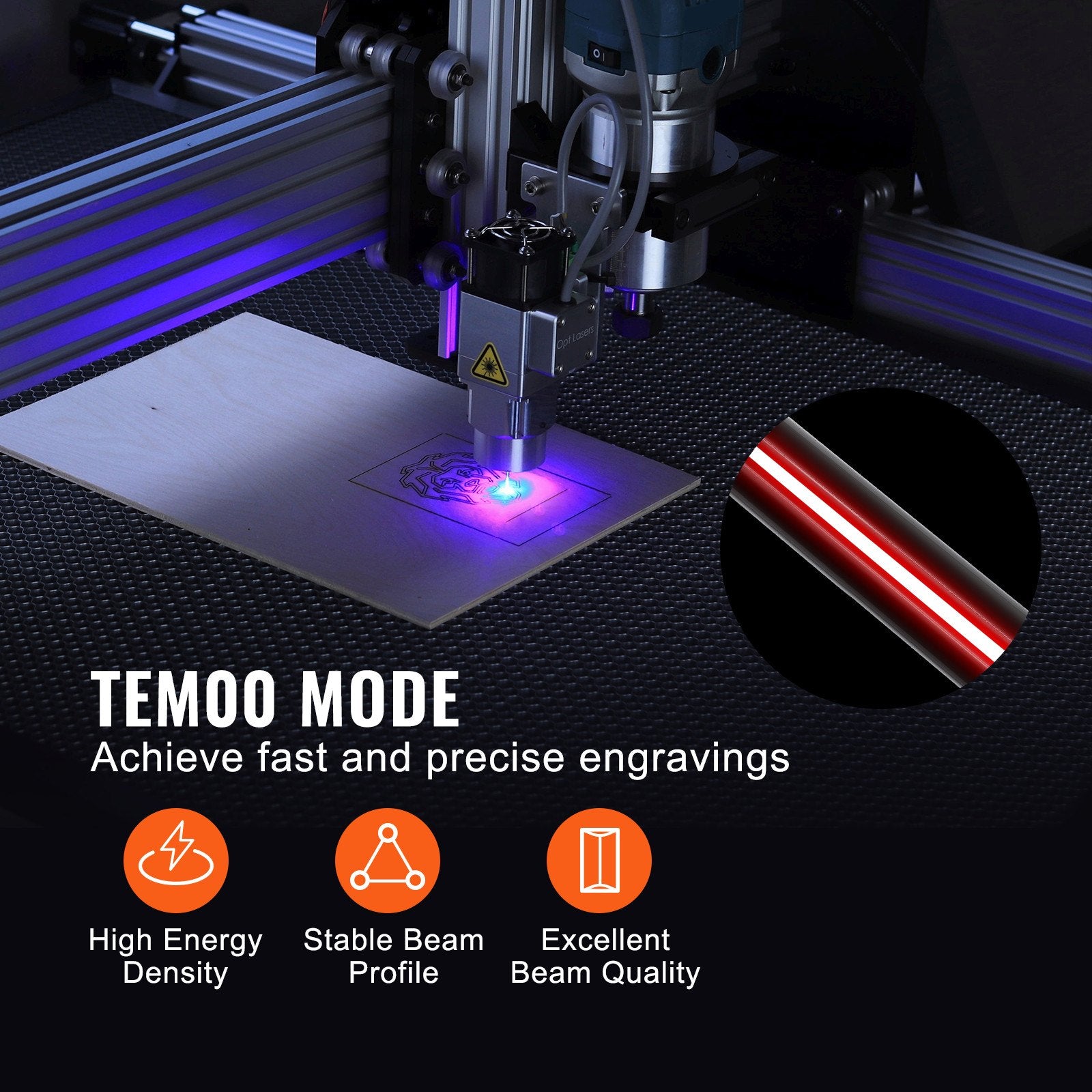 Saw Accessories: VEVOR Laser Tube, 40W CO2 Laser Tube for Laser Engraver and Cutter Machine, 720 mm Length, 50 mm Diameter, Glass Laser Cutting Tube with TEM00 Beam Mode, for Wood Acrylic Fabric Leather Bamboo