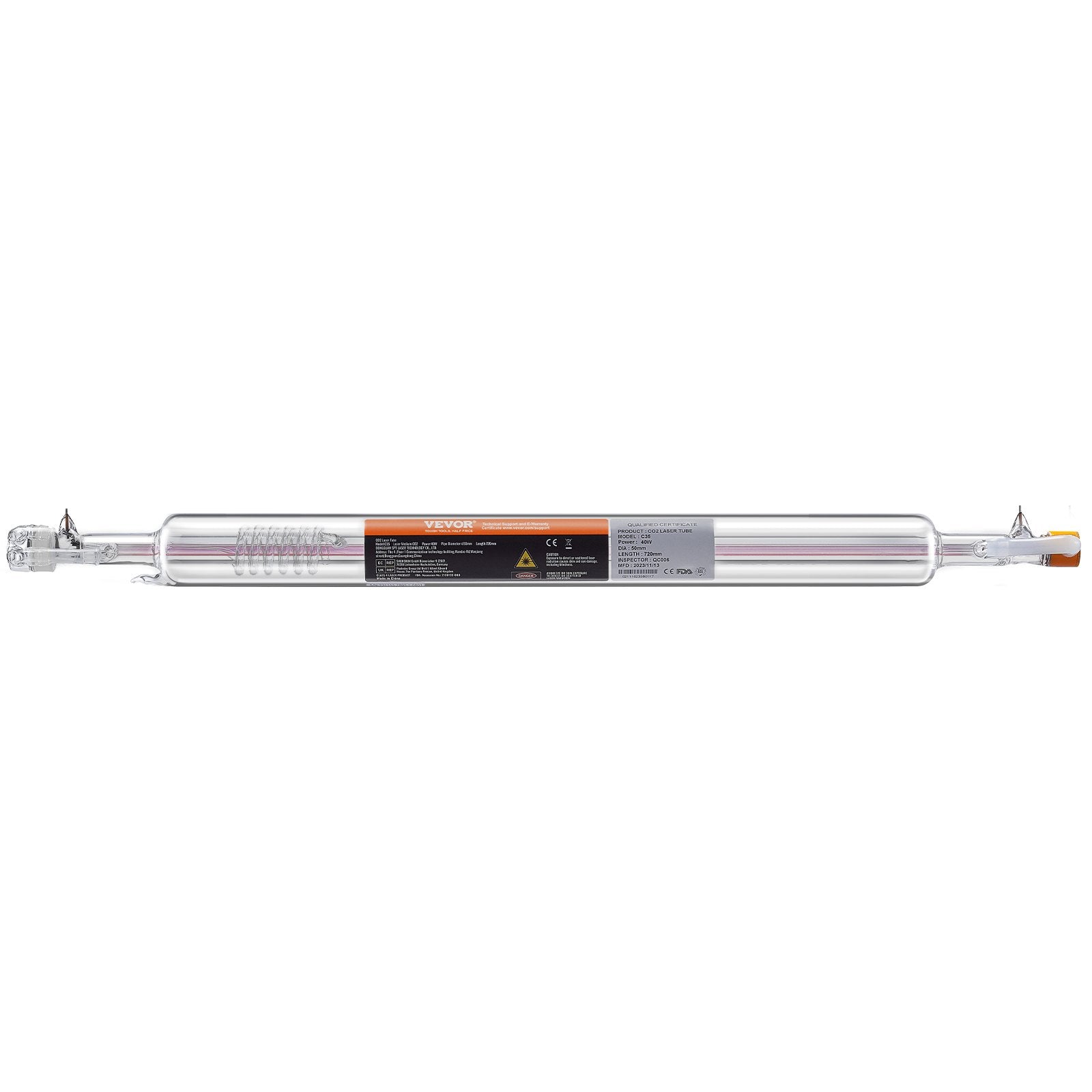 Saw Accessories: VEVOR Laser Tube, 40W CO2 Laser Tube for Laser Engraver and Cutter Machine, 720 mm Length, 50 mm Diameter, Glass Laser Cutting Tube with TEM00 Beam Mode, for Wood Acrylic Fabric Leather Bamboo