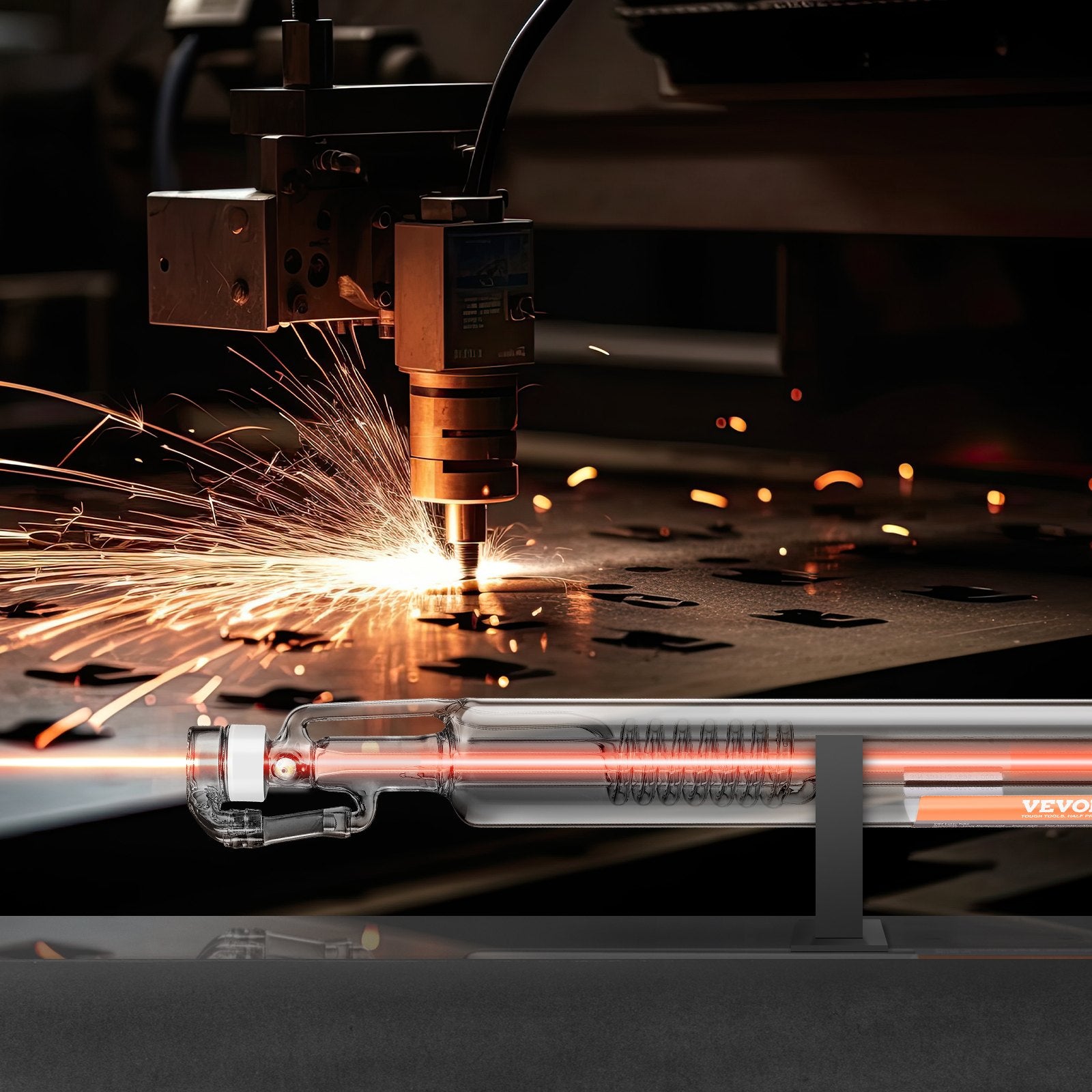 Saw Accessories: VEVOR Laser Tube, 50W CO2 Laser Tube for Laser Engraver and Cutter Machine, 850 mm Length, 50 mm Diameter, Glass Laser Cutting Tube with TEM00 Beam Mode, for Wood Acrylic Fabric Leather Bamboo