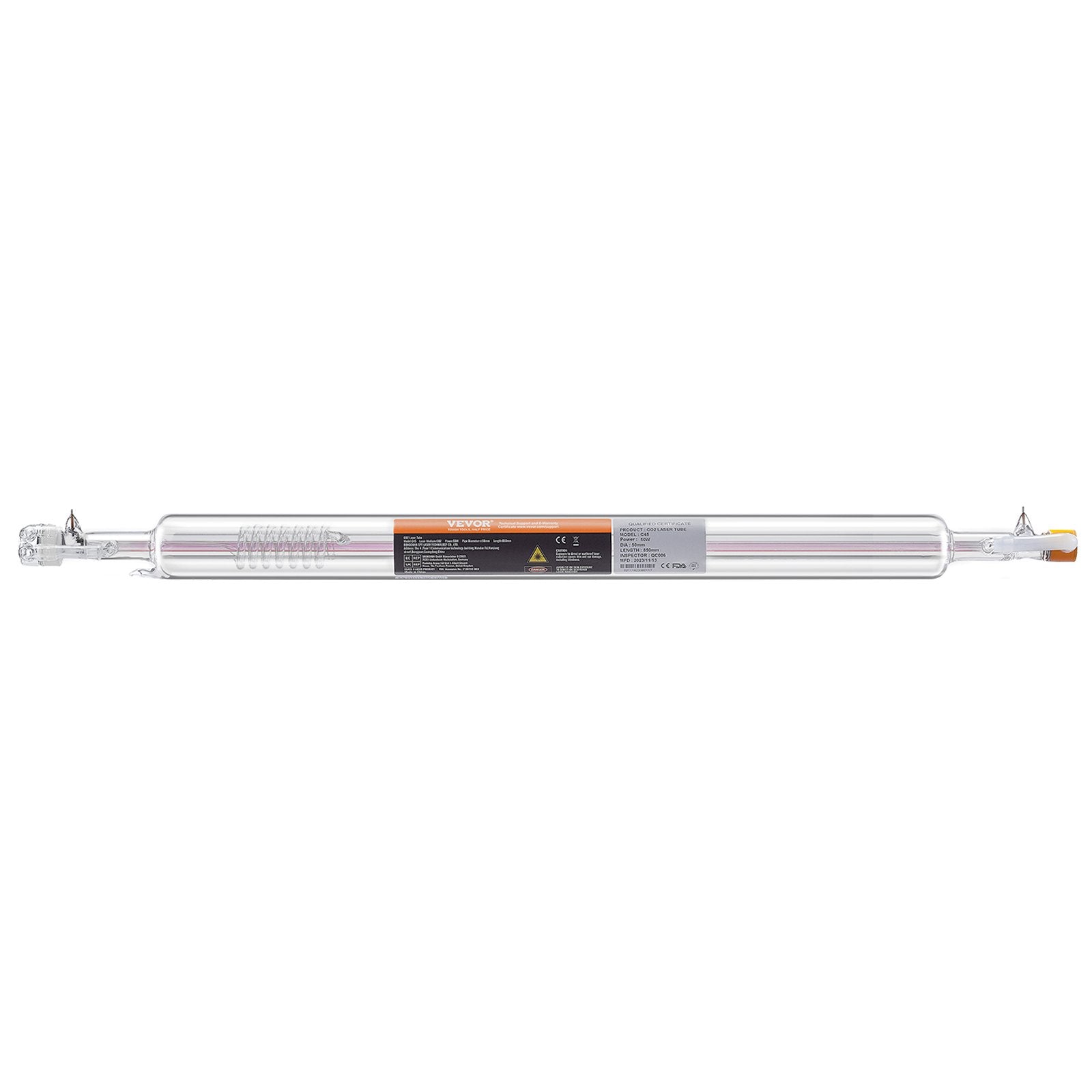 Saw Accessories: VEVOR Laser Tube, 50W CO2 Laser Tube for Laser Engraver and Cutter Machine, 850 mm Length, 50 mm Diameter, Glass Laser Cutting Tube with TEM00 Beam Mode, for Wood Acrylic Fabric Leather Bamboo