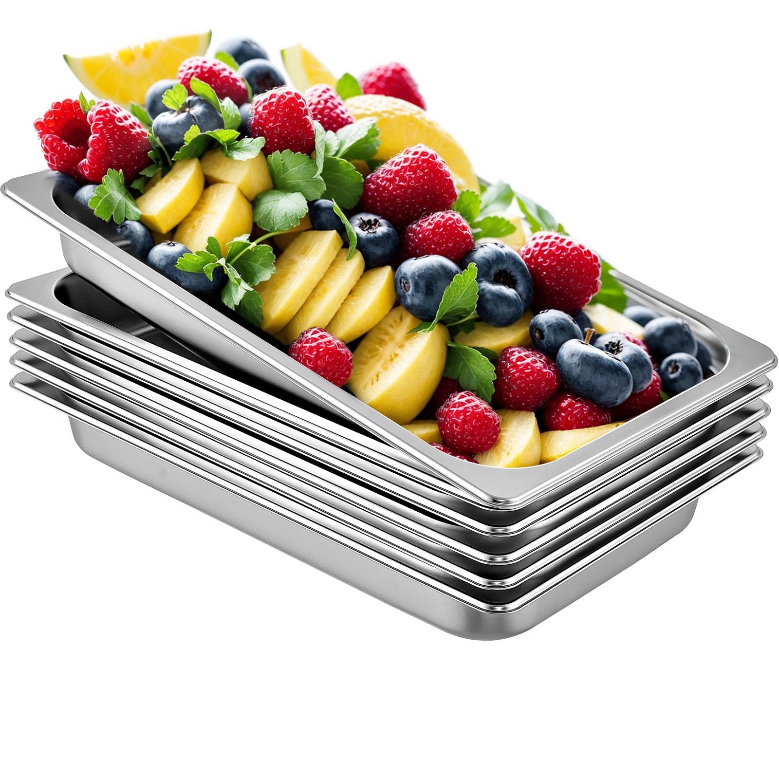 Food Warmers & Chafing Dishes: VEVOR Hotel Pans Full Size 2.5 Inch Deep, Steam Table Pan 6 Pack , 22 Gauge/0.8mm Thick Stainless Steel Hotel Pan Anti Jam Steam Table Pan
