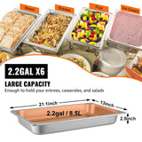 Food Warmers & Chafing Dishes: VEVOR Hotel Pans Full Size 2.5 Inch Deep, Steam Table Pan 6 Pack , 22 Gauge/0.8mm Thick Stainless Steel Hotel Pan Anti Jam Steam Table Pan