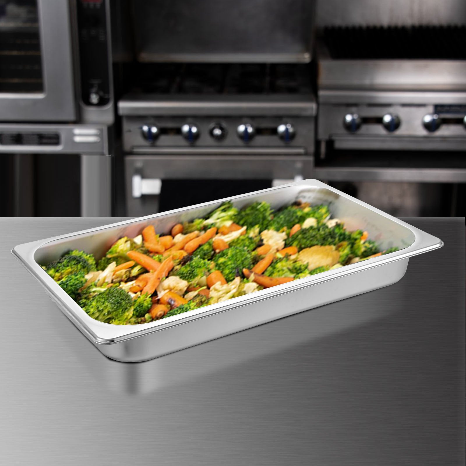 Food Warmers & Chafing Dishes: VEVOR Hotel Pans Full Size 2.5 Inch Deep, Steam Table Pan 6 Pack , 22 Gauge/0.8mm Thick Stainless Steel Hotel Pan Anti Jam Steam Table Pan