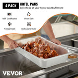 Food Warmers & Chafing Dishes: VEVOR 4 Pack Hotel Pan 3.7" Deep Steam Table Pan Full Size with Lid 20.8"L x 13"W Hotel Pan 22 Gauge Stainless Steel Anti Jam Steam Table Pan