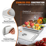 Food Warmers & Chafing Dishes: VEVOR 4 Pack Hotel Pan 3.7" Deep Steam Table Pan Full Size with Lid 20.8"L x 13"W Hotel Pan 22 Gauge Stainless Steel Anti Jam Steam Table Pan