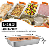 Food Warmers & Chafing Dishes: VEVOR 4 Pack Hotel Pan 3.7" Deep Steam Table Pan Full Size with Lid 20.8"L x 13"W Hotel Pan 22 Gauge Stainless Steel Anti Jam Steam Table Pan