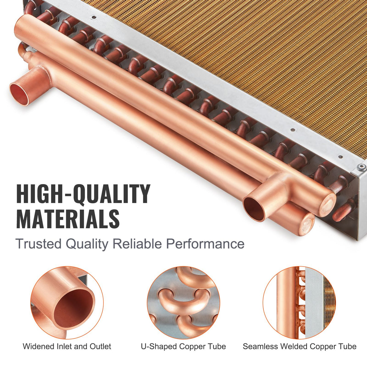 Heat Exchanger Water to Air, 18"x 20" with 3-Row 3/8" Copper Ports, 242 Aluminum Fins Heat Exchanger for Outdoor Wood Furnaces, Residential Heating and Cooling, and Forced Air Heating