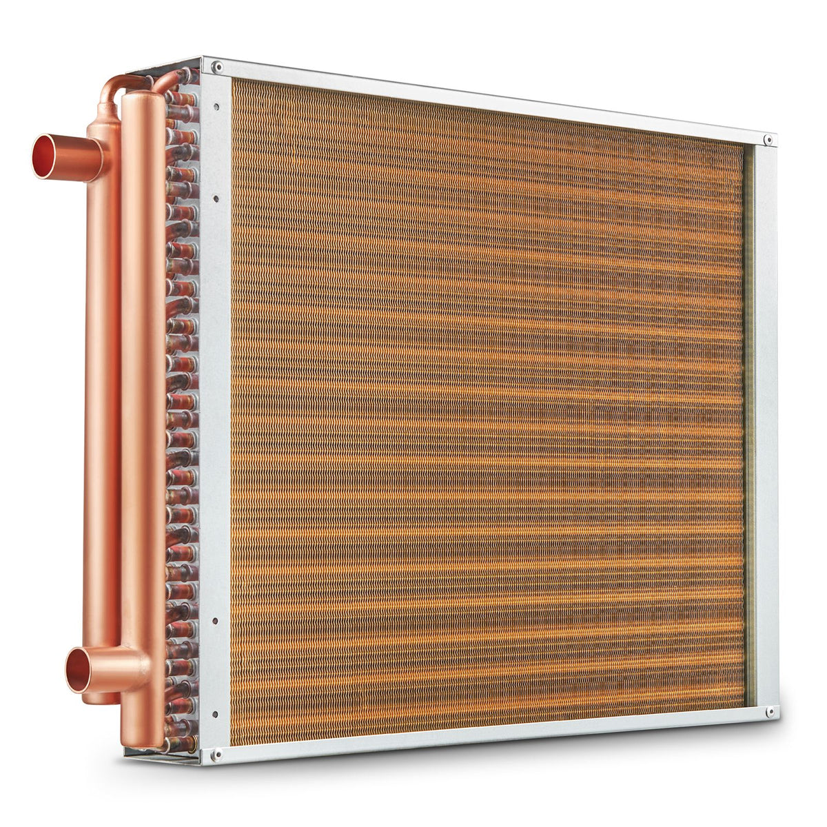 Heat Exchanger Water to Air, 18"x 20" with 3-Row 3/8" Copper Ports, 242 Aluminum Fins Heat Exchanger for Outdoor Wood Furnaces, Residential Heating and Cooling, and Forced Air Heating