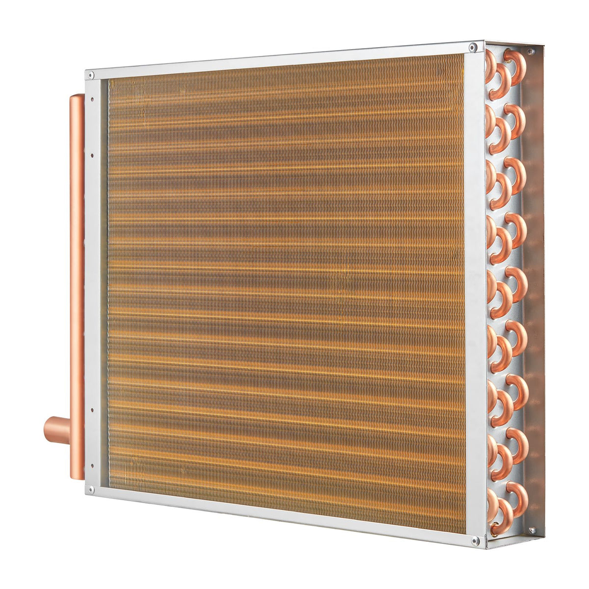 Heat Exchanger Water to Air, 18"x 20" with 3-Row 3/8" Copper Ports, 242 Aluminum Fins Heat Exchanger for Outdoor Wood Furnaces, Residential Heating and Cooling, and Forced Air Heating