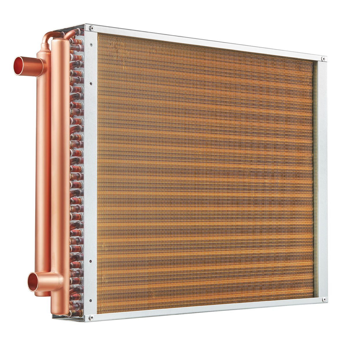 Heat Exchanger Water to Air, 18"x 20" with 3-Row 3/8" Copper Ports, 242 Aluminum Fins Heat Exchanger for Outdoor Wood Furnaces, Residential Heating and Cooling, and Forced Air Heating