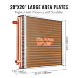 Beds & Bed Frames: VEVOR 20"x 20" Heat Exchanger Water to Air 3-Row 3/8" Copper Ports 242 Fins