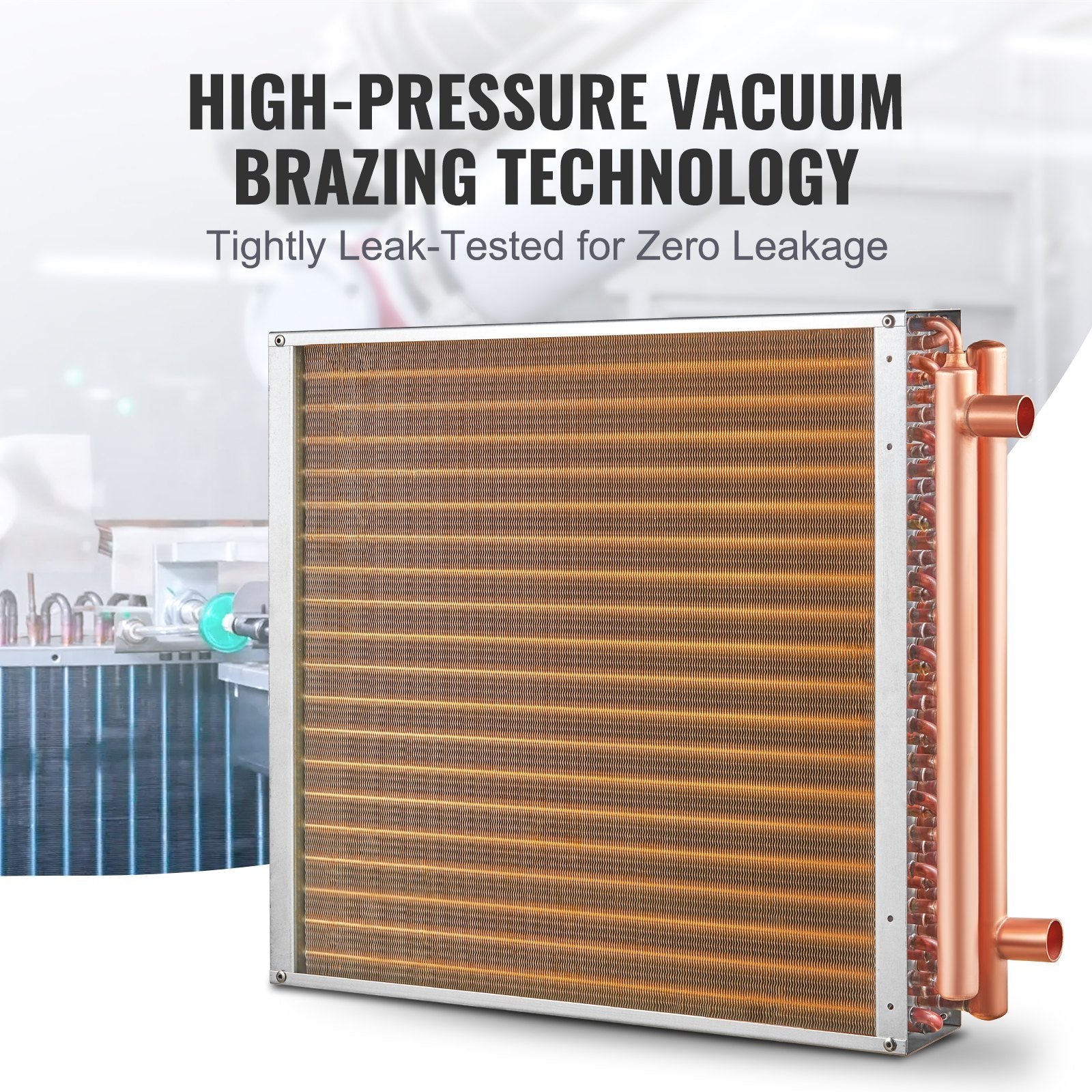 20"x 20" Heat Exchanger Water to Air 3-Row 3/8" Copper Ports 242 Fins