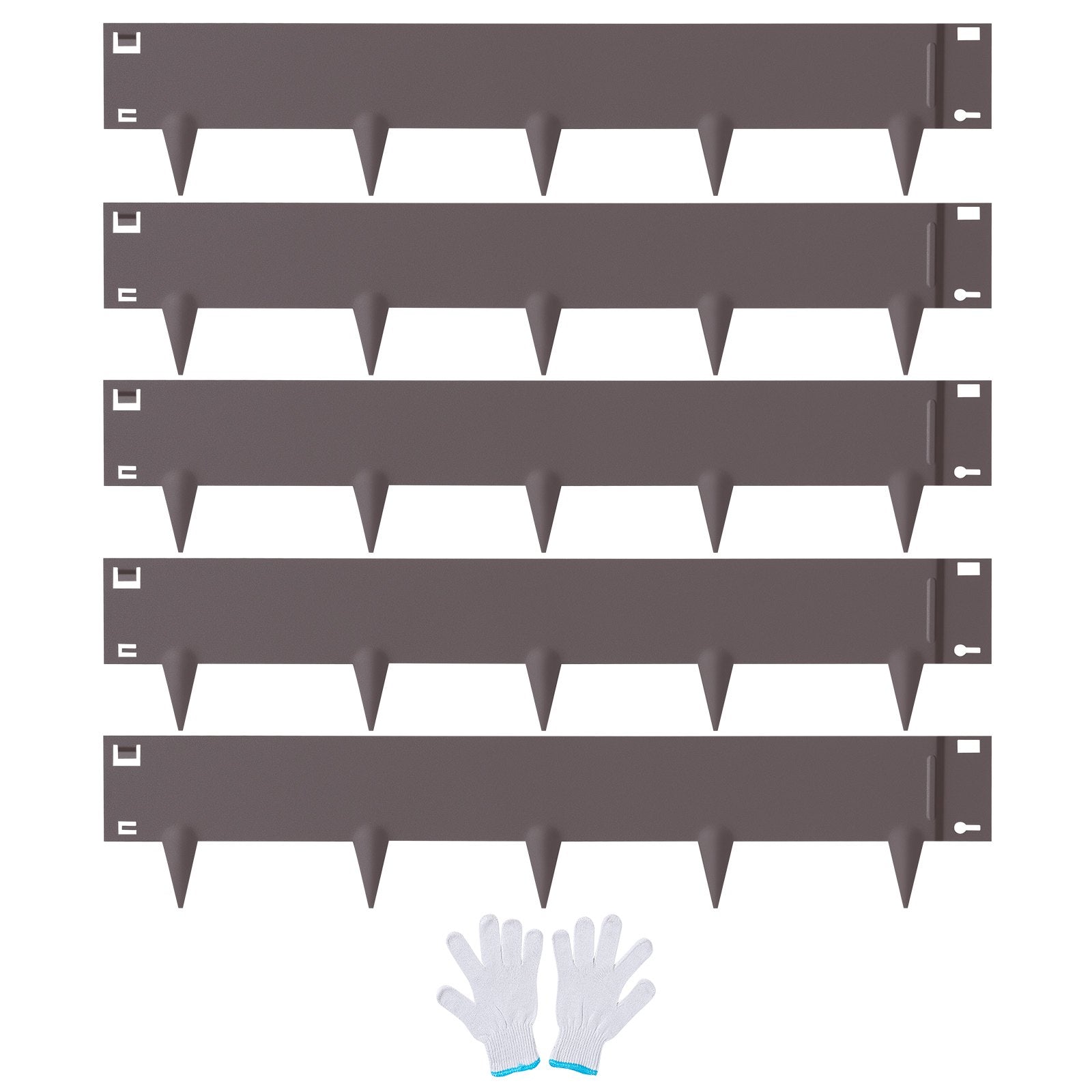 Garden Ornaments: VEVOR Steel Landscape Edging, 5-pack Steel Garden Edging Borders, 39" L x 5" H Strips, Hammer-in Edging Border, Bendable Metal Landscape Edging for Yard, Garden, Lawn, 3.15" Spike Height, Rustic Brown