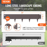 Garden Ornaments: VEVOR Steel Landscape Edging, 5-pack Steel Garden Edging Borders, 39" L x 5" H Strips, Hammer-in Edging Border, Bendable Metal Landscape Edging for Yard, Garden, Lawn, 3.15" Spike Height, Rustic Brown