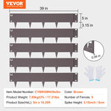 Garden Ornaments: VEVOR Steel Landscape Edging, 5-pack Steel Garden Edging Borders, 39" L x 5" H Strips, Hammer-in Edging Border, Bendable Metal Landscape Edging for Yard, Garden, Lawn, 3.15" Spike Height, Rustic Brown