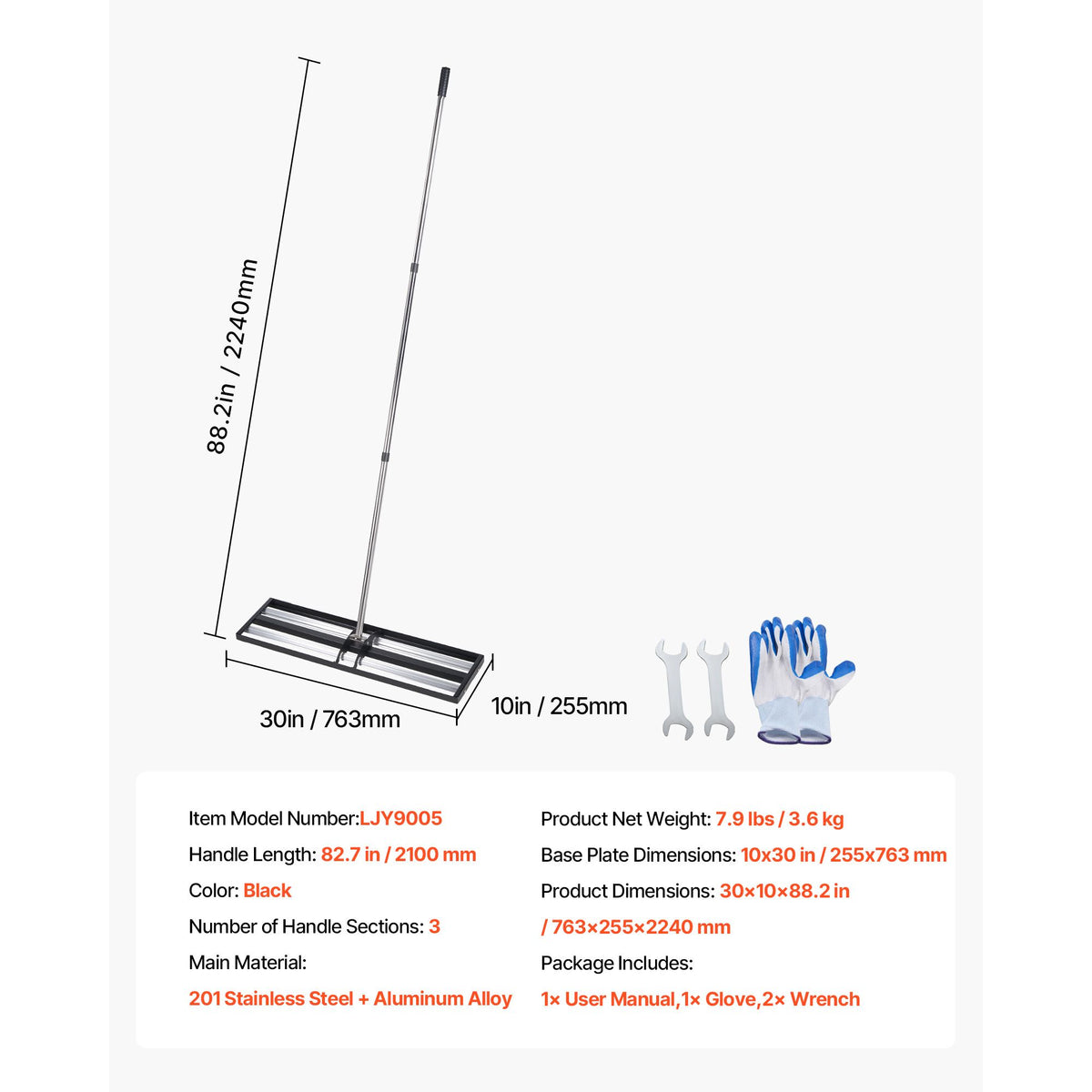 Updated Lawn Leveling Rake with Roller, 30" x 10" Stainless Steel Lawn Leveler with 83.9" Adjustable Handle, Heavy Duty Yard Leveling Rake, Effort Saving Lawn Leveling Tool for Yard Golf Court