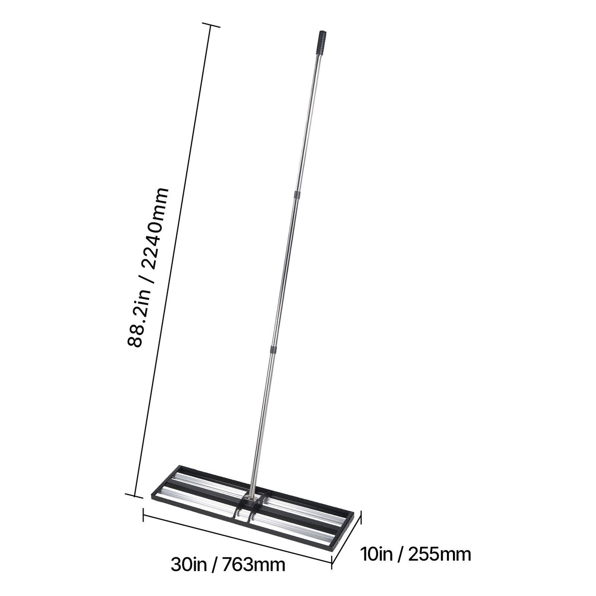 Updated Lawn Leveling Rake with Roller, 30" x 10" Stainless Steel Lawn Leveler with 83.9" Adjustable Handle, Heavy Duty Yard Leveling Rake, Effort Saving Lawn Leveling Tool for Yard Golf Court