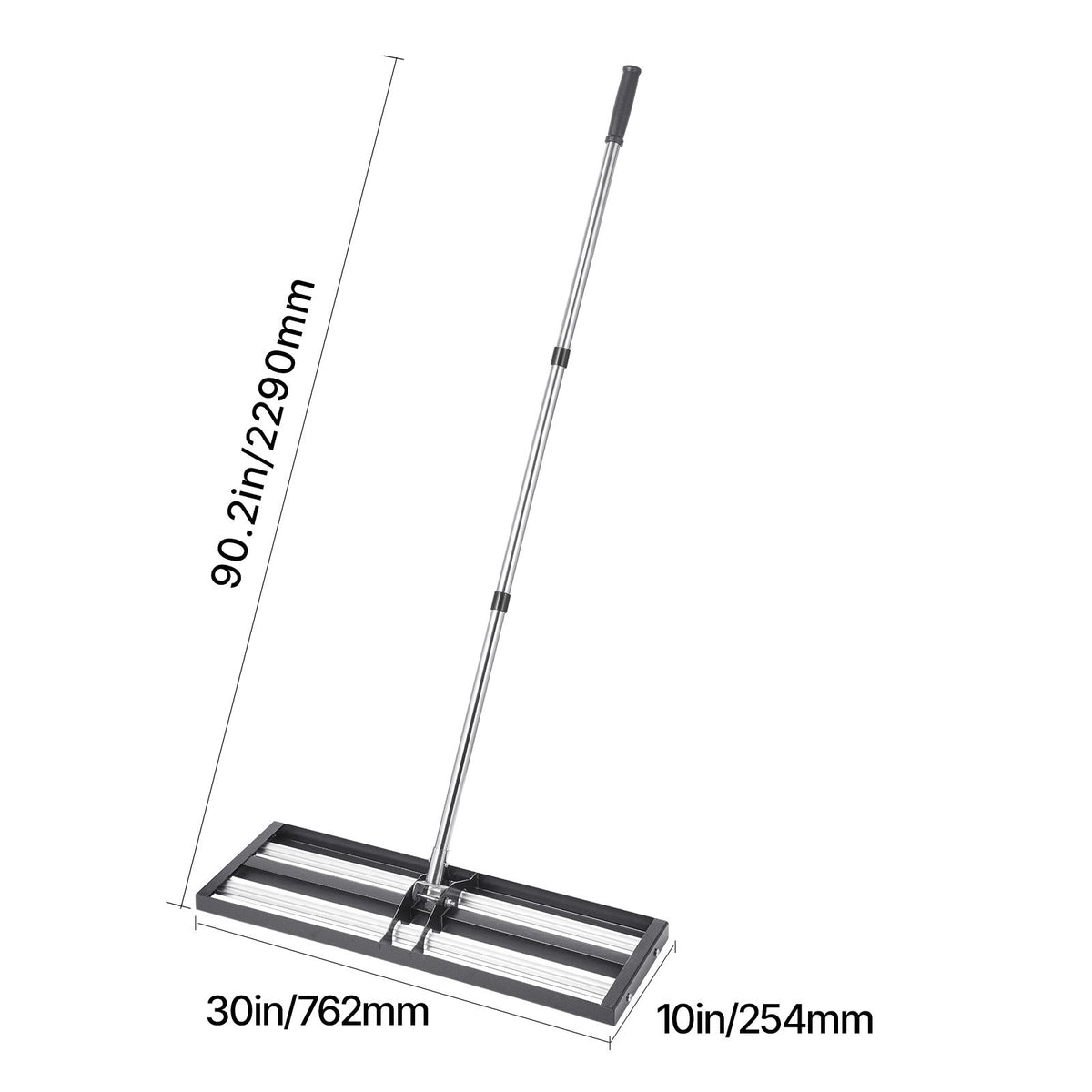 254 x 762 mm Lawn Leveling Rake with 2130 mm Adjustable Handle for Yard Garden