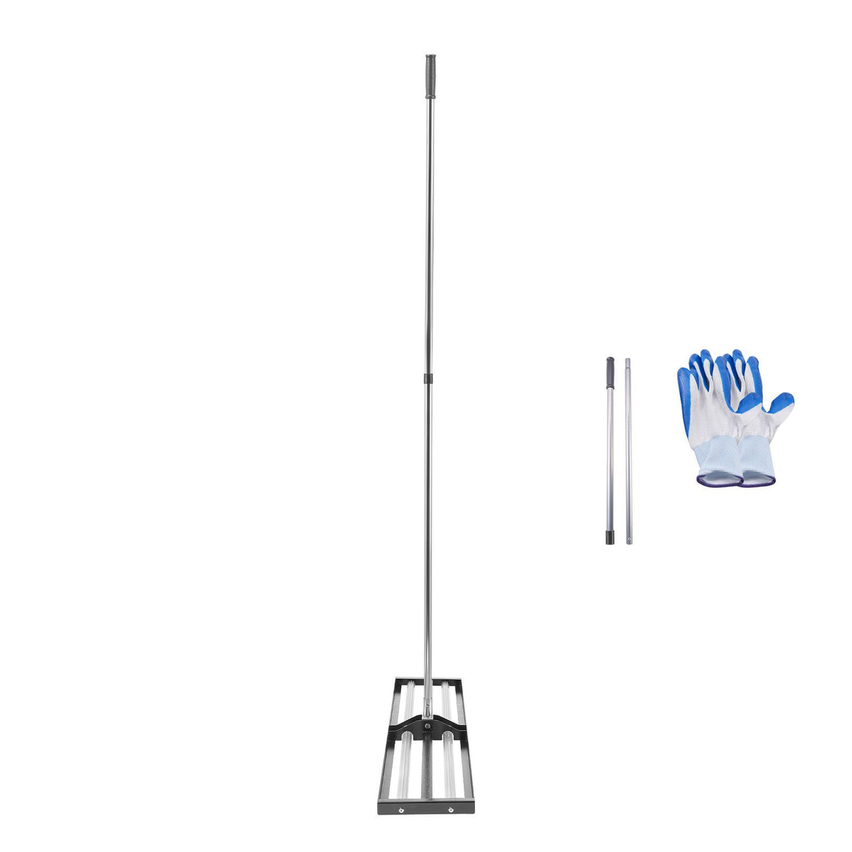 254 x 1219 mm Lawn Leveling Rake with 2130 mm Adjustable Handle for Yard Garden