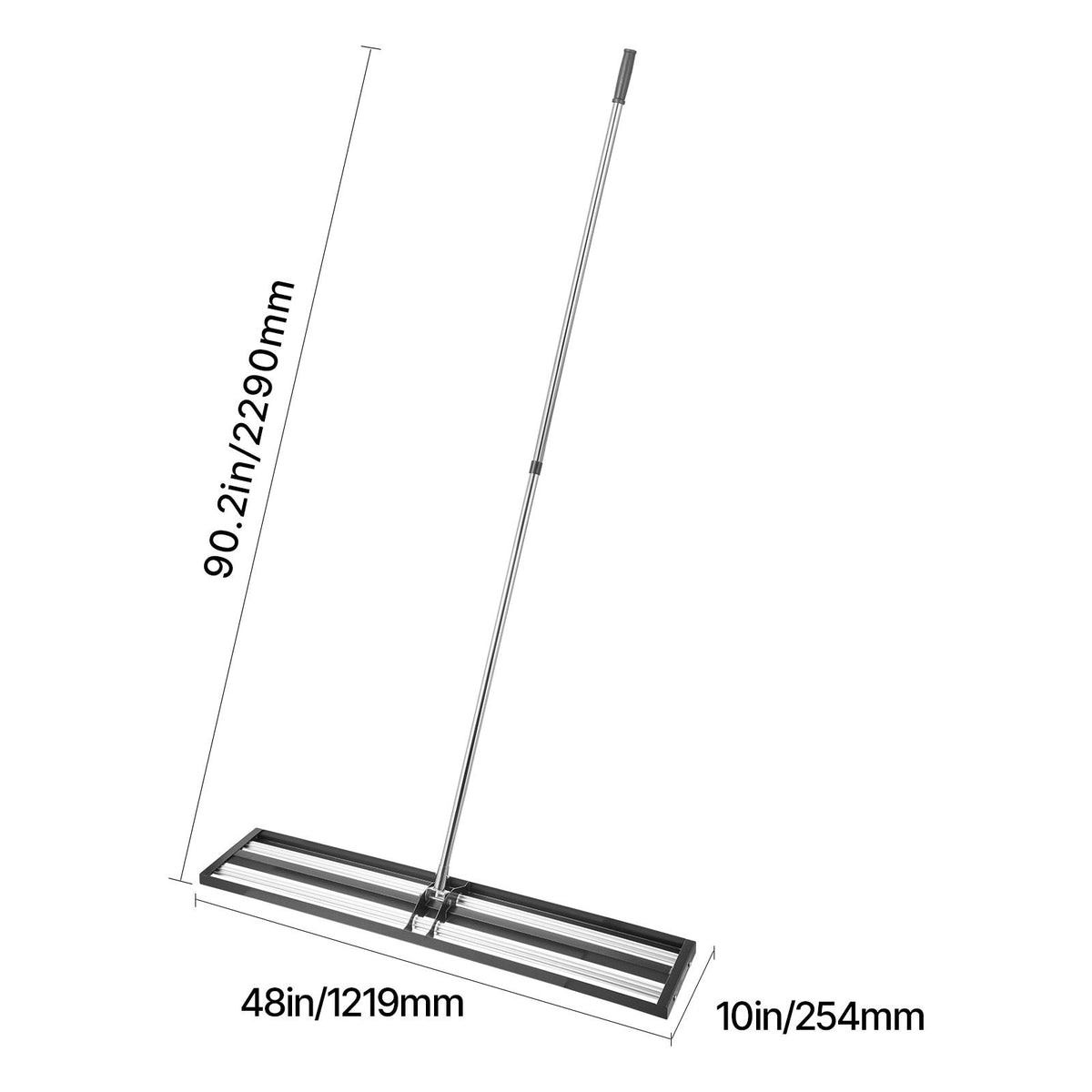254 x 1219 mm Lawn Leveling Rake with 2130 mm Adjustable Handle for Yard Garden