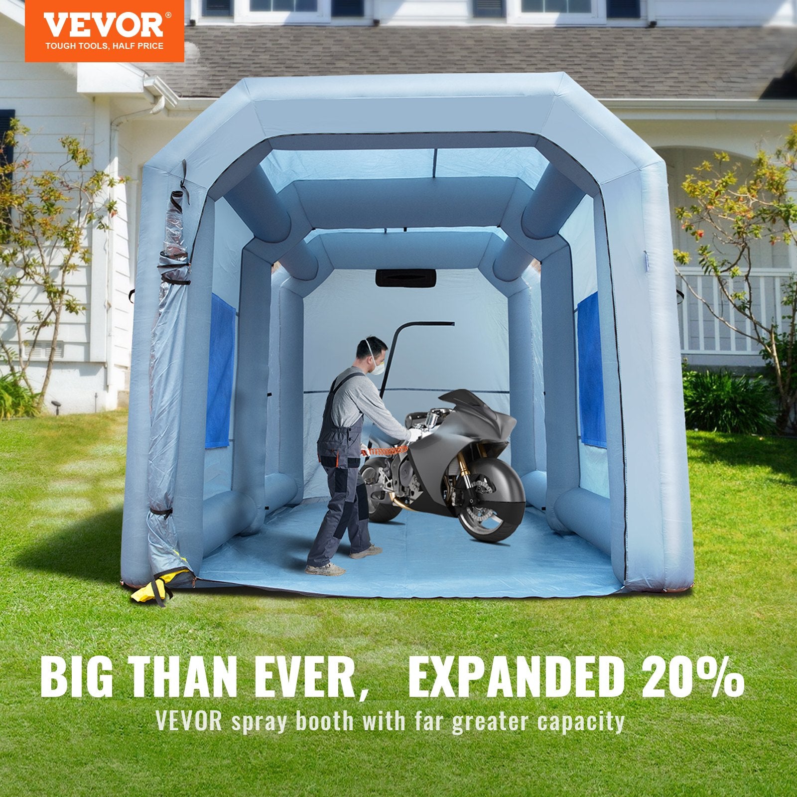 Automotive Repair & Speciality Tools: VEVOR Inflatable Spray Booth Car Paint Tent 13x10x9ft Filter System Blower 950W