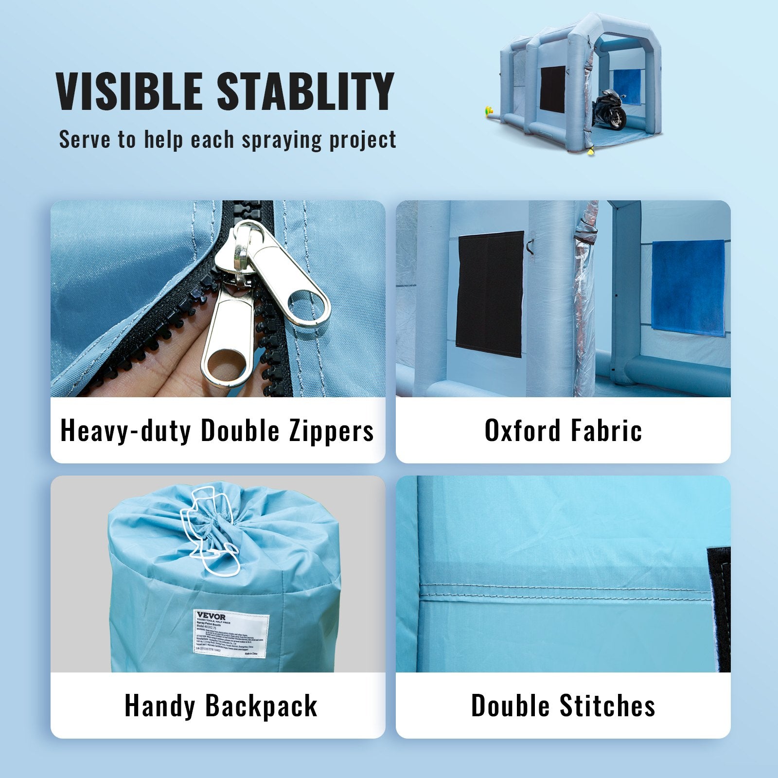 Automotive Repair & Speciality Tools: VEVOR Inflatable Spray Booth Car Paint Tent 13x10x9ft Filter System Blower 950W