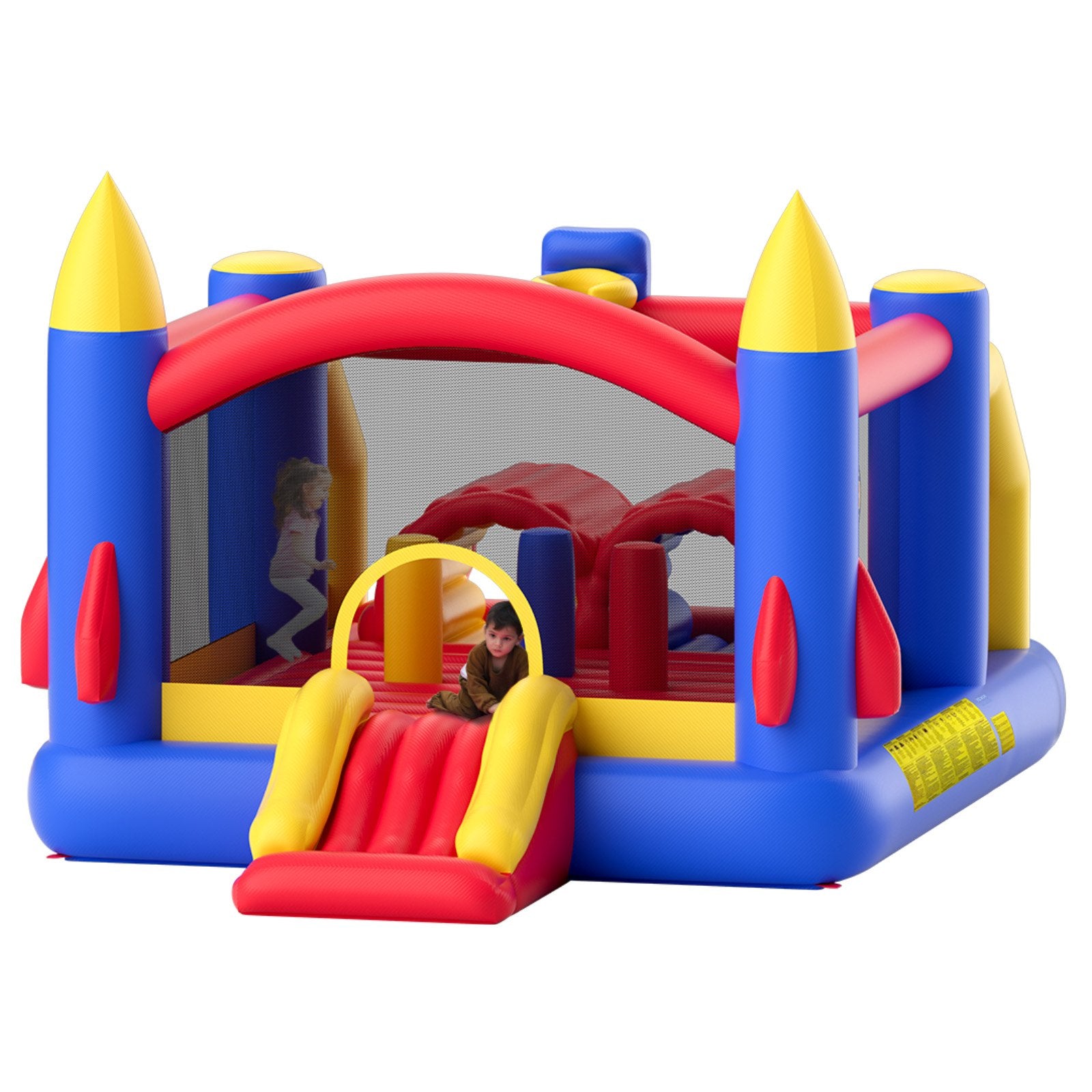 Inflatable Bounce House, Outdoor High Quality Playhouse Trampoline, Jumping Bouncer with Blower, Slide, and Storage Bag, Family Backyard Bouncy Castle, for Kid Ages 3_8 Years, 4.0x2.4x2.4m