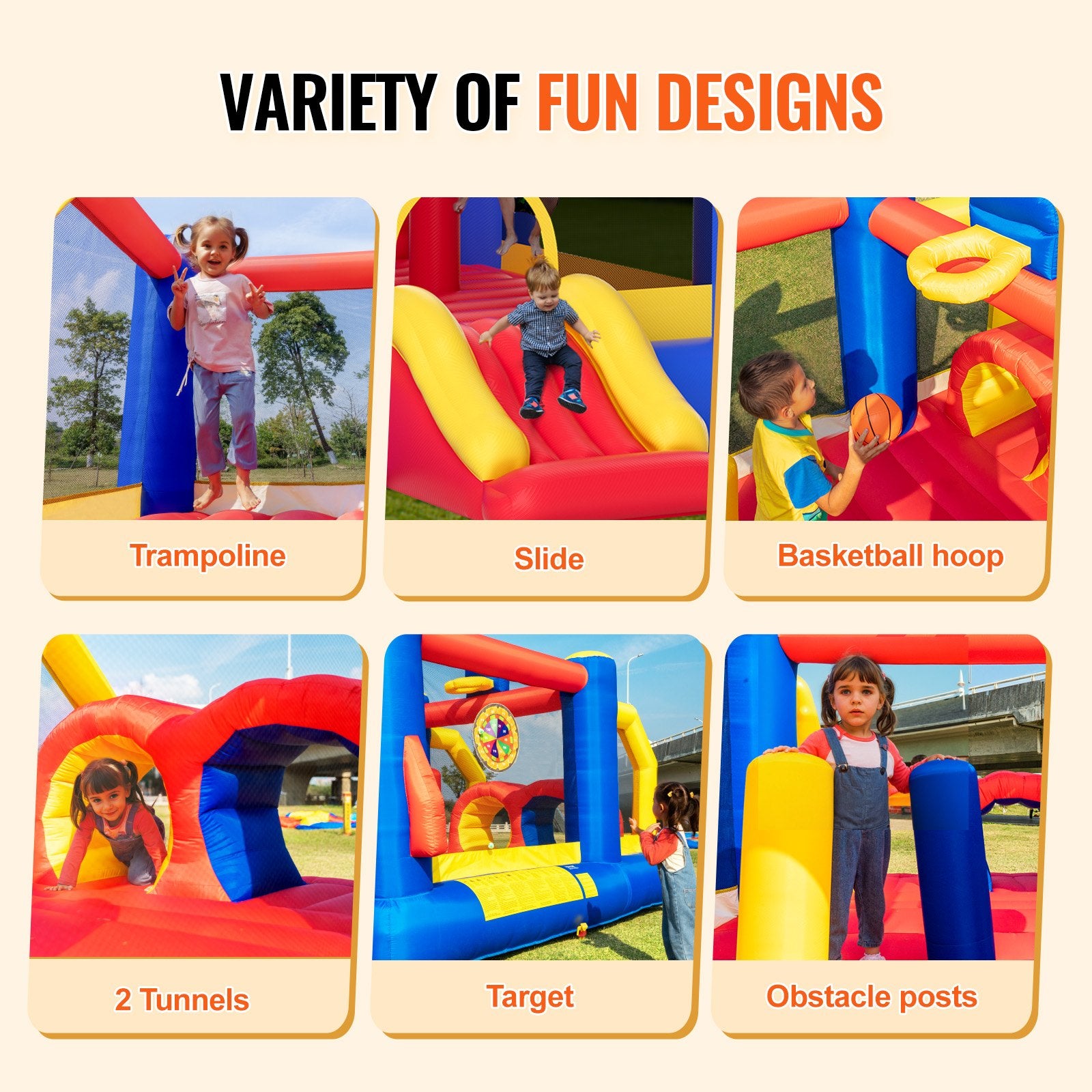 Inflatable Bounce House, Outdoor High Quality Playhouse Trampoline, Jumping Bouncer with Blower, Slide, and Storage Bag, Family Backyard Bouncy Castle, for Kid Ages 3_8 Years, 4.0x2.4x2.4m