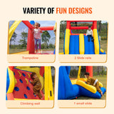 Outdoor Play Equipment: VEVOR Inflatable Bounce House, Outdoor High Quality Playhouse Trampoline, Jumping Bouncer with Blower, Slide, and Storage Bag, Family Backyard Bouncy Castle, for Kid Ages 3_8 Years, 4.6x2.6x2.3m