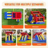 Outdoor Play Equipment: VEVOR Inflatable Bounce House, Outdoor High Quality Playhouse Trampoline, Jumping Bouncer with Blower, Slide, and Storage Bag, Family Backyard Bouncy Castle, for Kid Ages 3_8 Years, 4.6x2.6x2.3m
