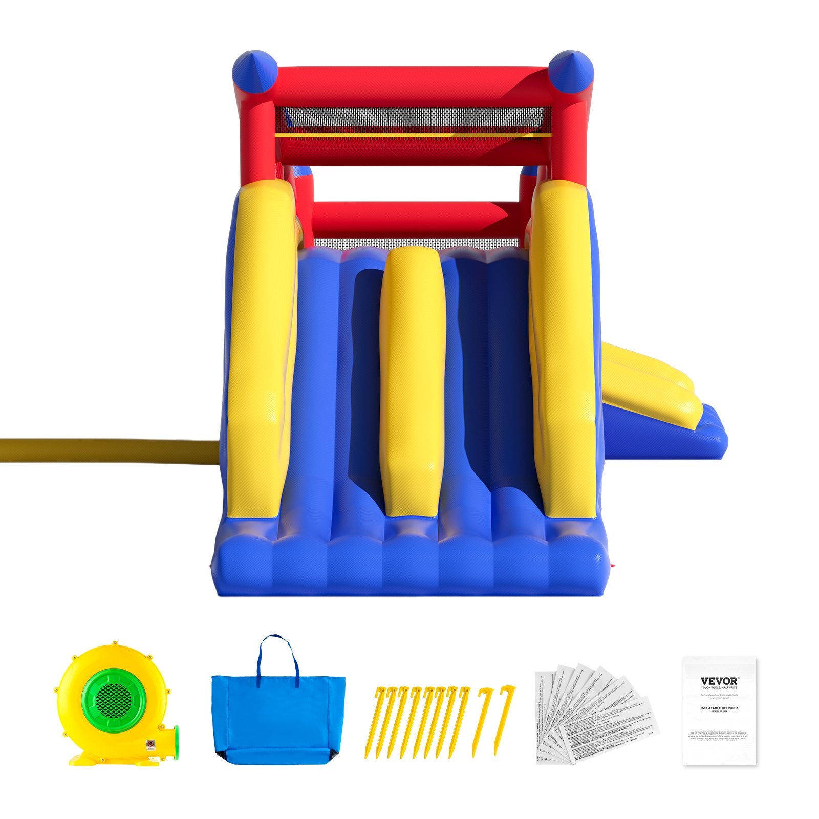 Inflatable Bounce House, Outdoor High Quality Playhouse Trampoline, Jumping Bouncer with Blower, Slide, and Storage Bag, Family Backyard Bouncy Castle, for Kid Ages 3_8 Years, 4.6x2.6x2.3m