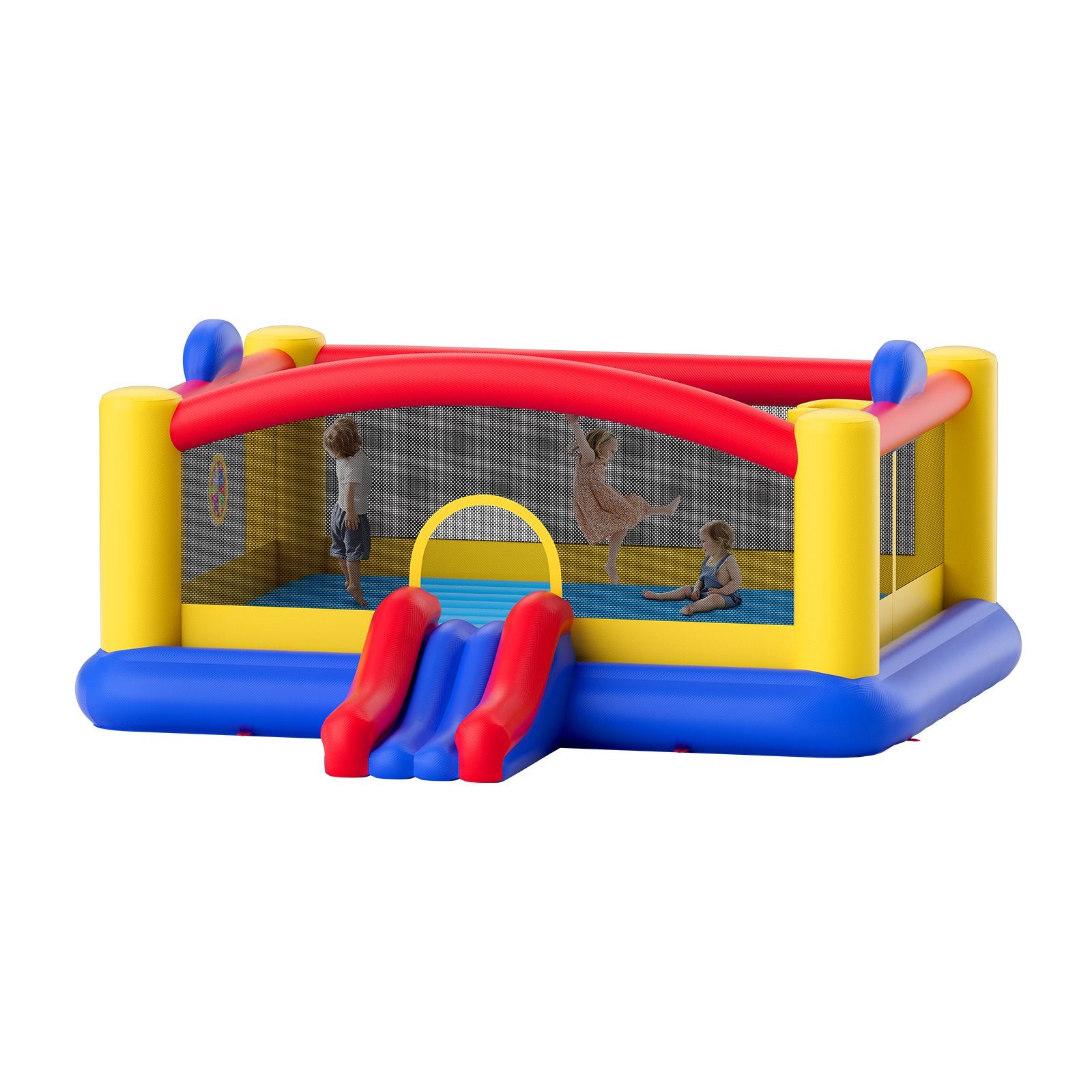 Inflatable Bounce House, Outdoor High Quality Playhouse Trampoline, Jumping Bouncer with Blower, Slide, and Storage Bag, Family Backyard Bouncy Castle, for Kid Ages 3_10 Years, 4.5x4.4x2m