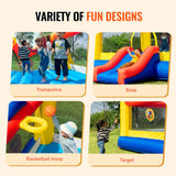 Outdoor Play Equipment: VEVOR Inflatable Bounce House, Outdoor High Quality Playhouse Trampoline, Jumping Bouncer with Blower, Slide, and Storage Bag, Family Backyard Bouncy Castle, for Kid Ages 3_10 Years, 4.5x4.4x2m