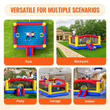 Outdoor Play Equipment: VEVOR Inflatable Bounce House, Outdoor High Quality Playhouse Trampoline, Jumping Bouncer with Blower, Slide, and Storage Bag, Family Backyard Bouncy Castle, for Kid Ages 3_10 Years, 4.5x4.4x2m