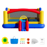Outdoor Play Equipment: VEVOR Inflatable Bounce House, Outdoor High Quality Playhouse Trampoline, Jumping Bouncer with Blower, Slide, and Storage Bag, Family Backyard Bouncy Castle, for Kid Ages 3_10 Years, 4.5x4.4x2m