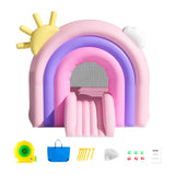 Outdoor Play Equipment: VEVOR Inflatable Bounce House, Indoor Outdoor Playhouse Trampoline, Kid Jumping Bouncer with Blower, Slide, Storage Bag, Family Backyard Bouncy Castle, for Girls Boys Ages 3_8 Years, 2.8x2.3x2.3m