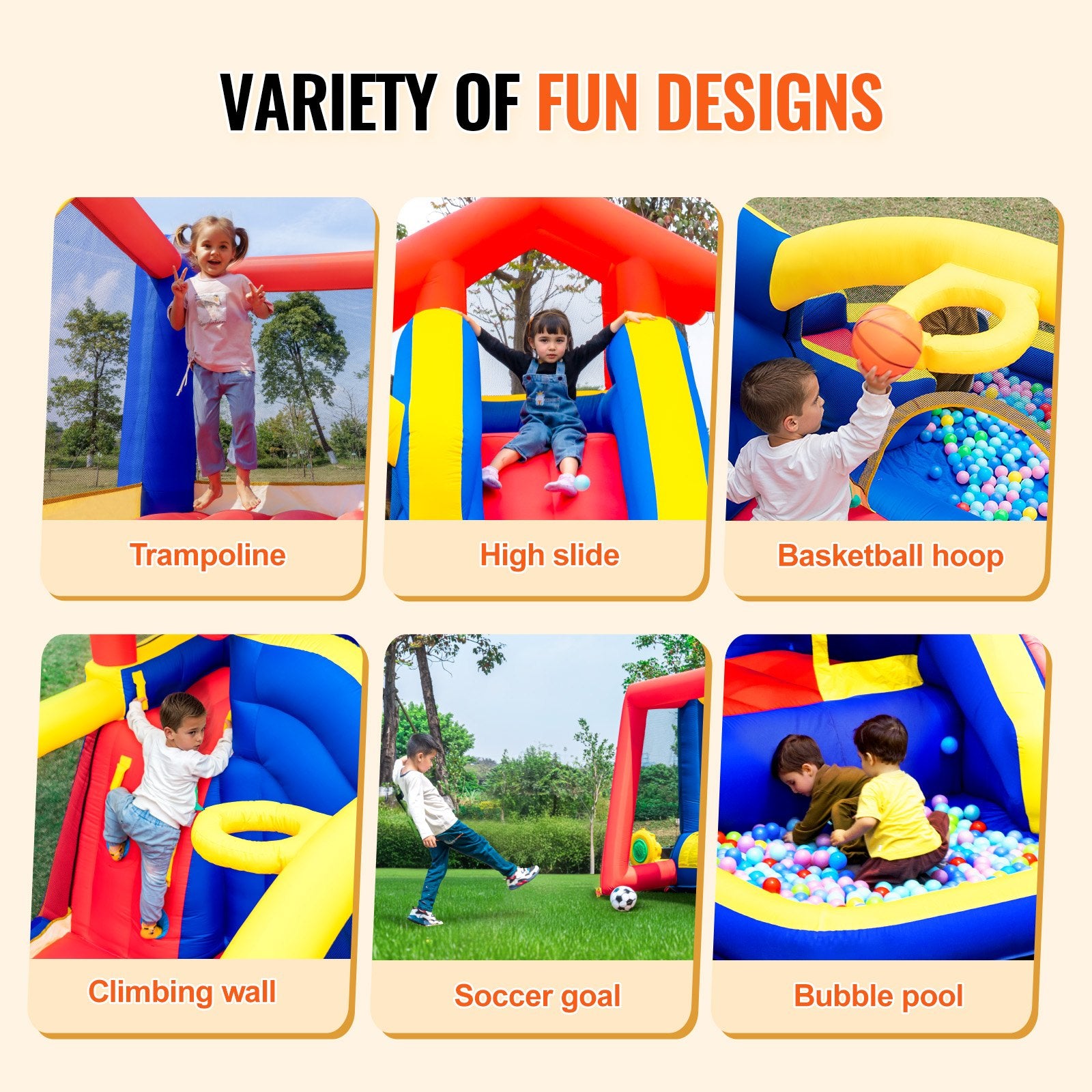 Inflatable Bounce House, Outdoor High Quality Playhouse Trampoline, Jumping Bouncer with Blower, Slide, and Storage Bag, Family Backyard Bouncy Castle, for Kid Ages 3_8 Years, 3.3x3x2.3m