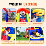 Outdoor Play Equipment: VEVOR Inflatable Bounce House, Outdoor High Quality Playhouse Trampoline, Jumping Bouncer with Blower, Slide, and Storage Bag, Family Backyard Bouncy Castle, for Kid Ages 3_8 Years, 3.3x3x2.3m