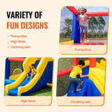 Outdoor Play Equipment: VEVOR Inflatable Bounce House, Outdoor High Quality Playhouse Trampoline, Jumping Bouncer with Blower, Slide, and Storage Bag, Family Backyard Bouncy Castle, for Kid Ages 3_8 Years, 3.4x2.6x2.3m