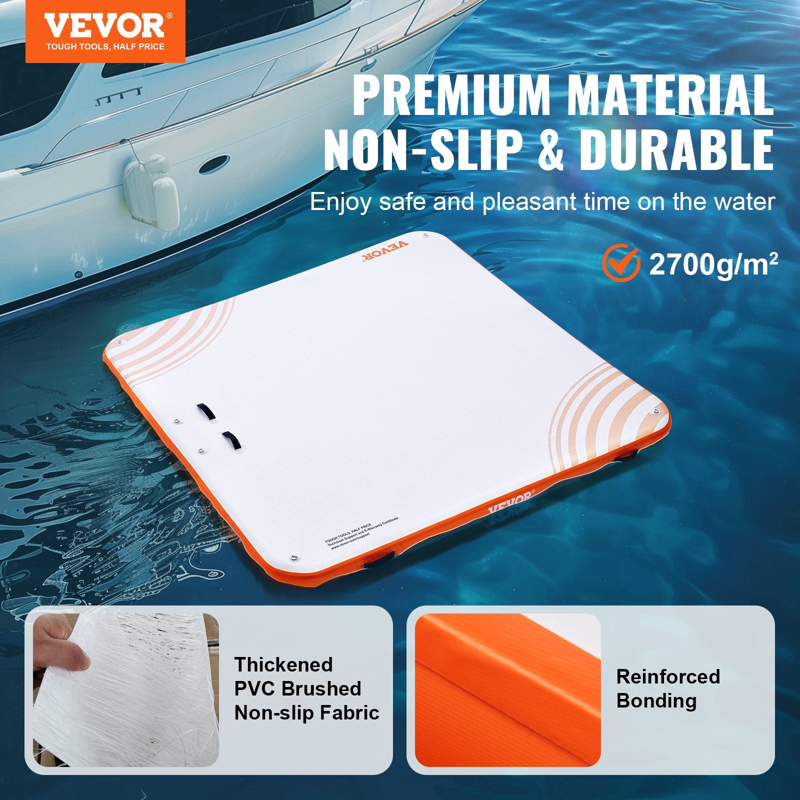 Tents: VEVOR Inflatable Floating Dock, 10 x 10FT Inflatable Dock Platform, Non-Slip Water Floating Dock Mat with Portable Carrying Bag & Detachable Ladder, Floating Platform Island Raft for Pool Beach Ocean