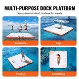 Tents: VEVOR Inflatable Floating Dock, 10 x 10FT Inflatable Dock Platform, Non-Slip Water Floating Dock Mat with Portable Carrying Bag & Detachable Ladder, Floating Platform Island Raft for Pool Beach Ocean