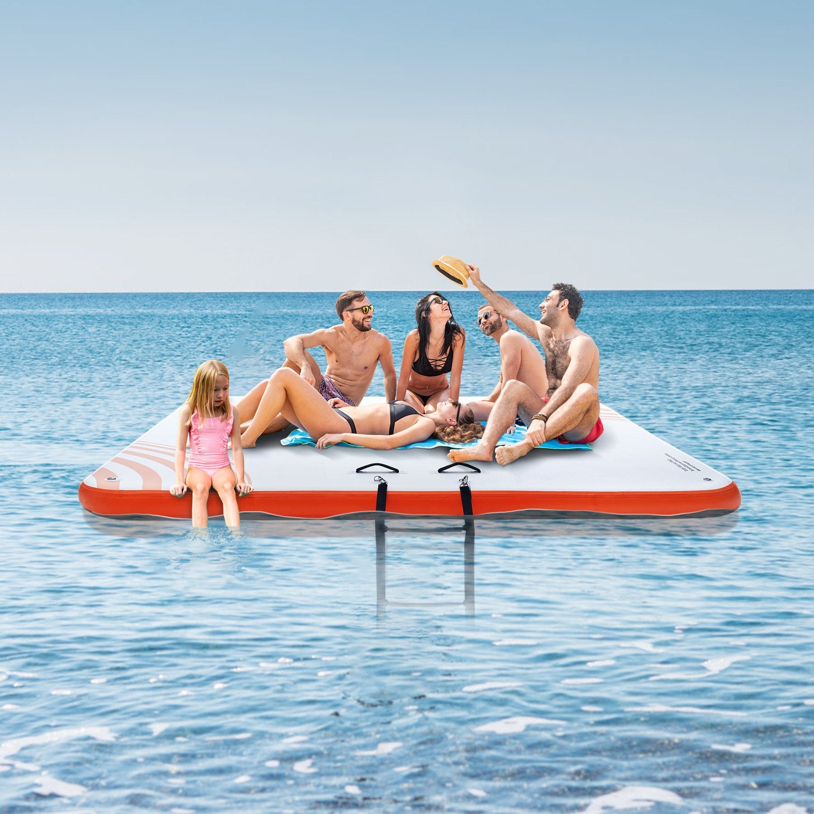 Tents: VEVOR Inflatable Floating Dock, 10 x 10FT Inflatable Dock Platform, Non-Slip Water Floating Dock Mat with Portable Carrying Bag & Detachable Ladder, Floating Platform Island Raft for Pool Beach Ocean