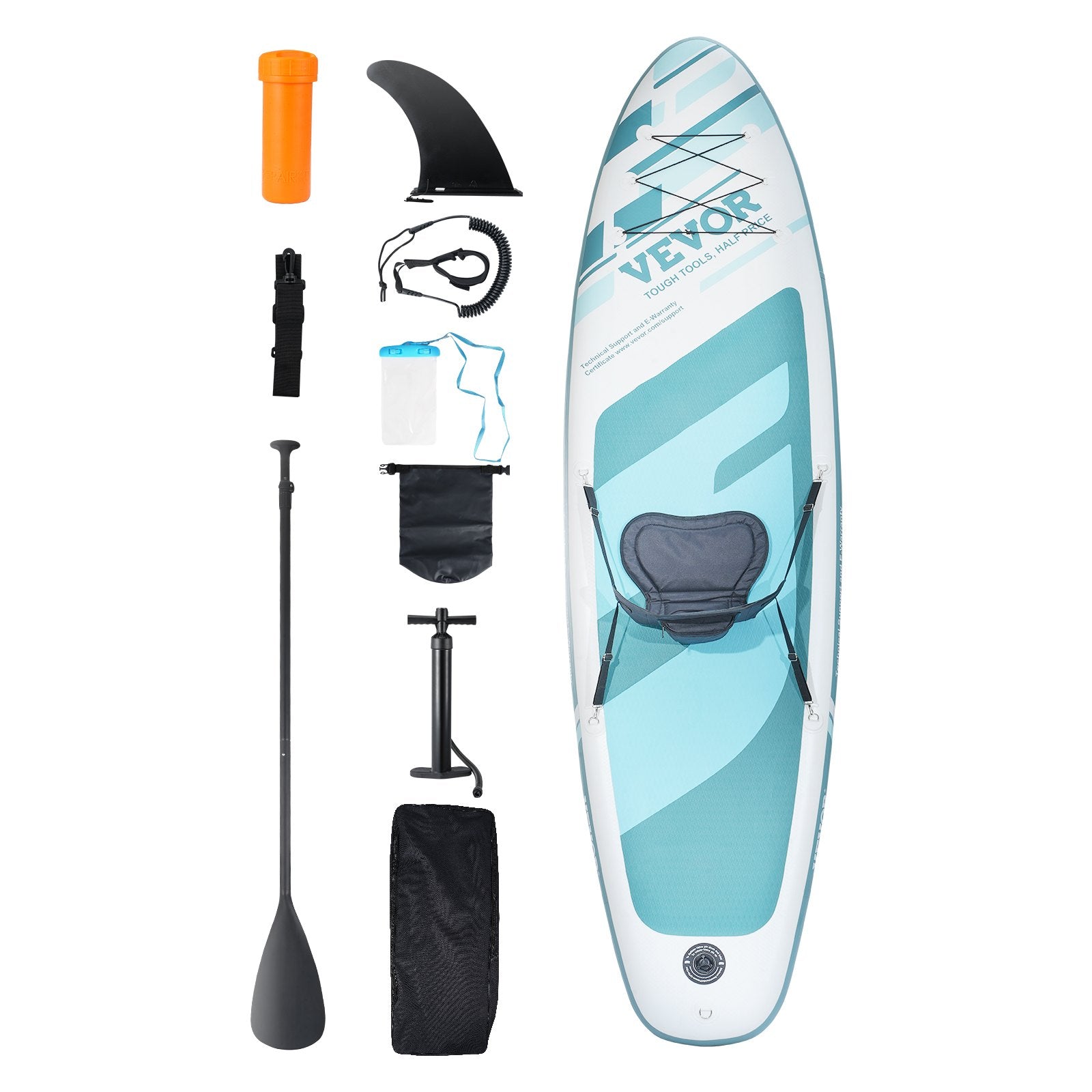 Boating Accessories: VEVOR Inflatable Stand Up Paddle Board, 152 mm SUP Paddleboard with Removable Kayak Seat, Board Accessories, Pump, Paddle, Fin, Backpack, Ankle Leash, and Repair Kit, for Youth & Adults