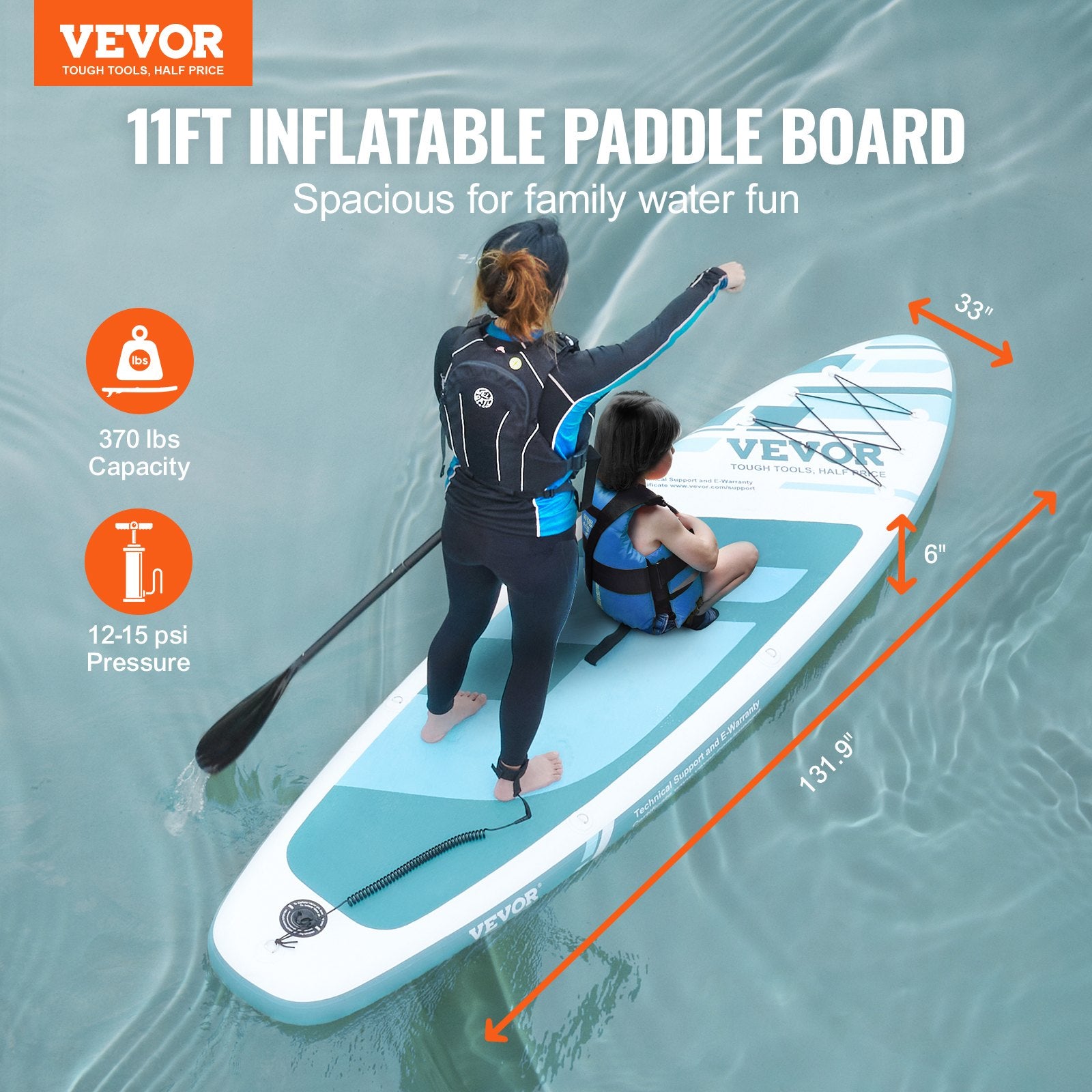Boating Accessories: VEVOR Inflatable Stand Up Paddle Board, 152 mm Wide SUP Paddleboard, with Board Accessories, Pump, Paddle, Fin, Phone Bag, Backpack, Ankle Leash, Repair Kit, Non-slip Deck for Youth & Adults