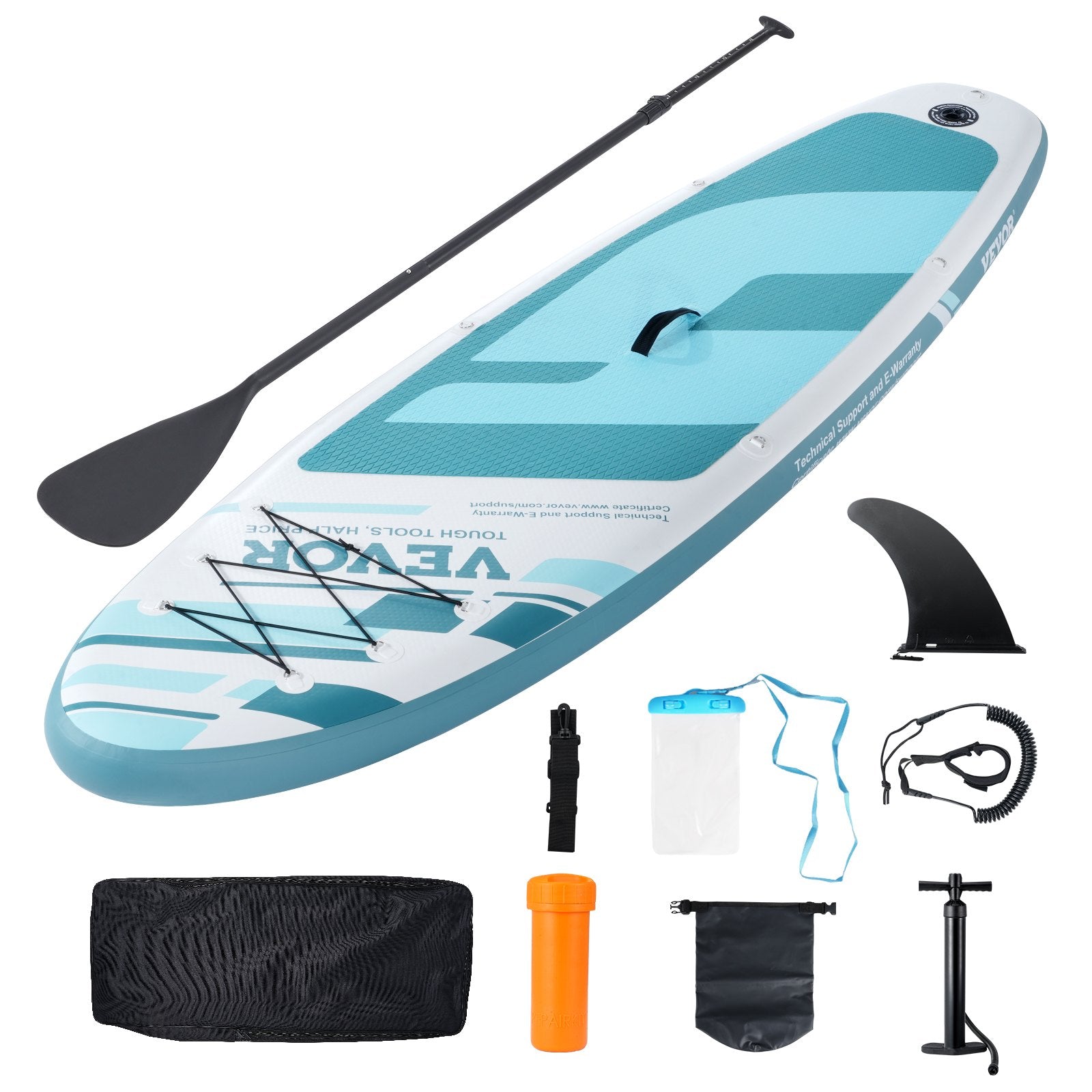 Boating Accessories: VEVOR Inflatable Stand Up Paddle Board, 3230 x 838 x 152 mm SUP Paddleboard, with Board Accessories, Pump, Paddle, Fin, Phone Bag, Backpack, Ankle Leash, Repair Kit, Non-slip Deck for Youth & Adults