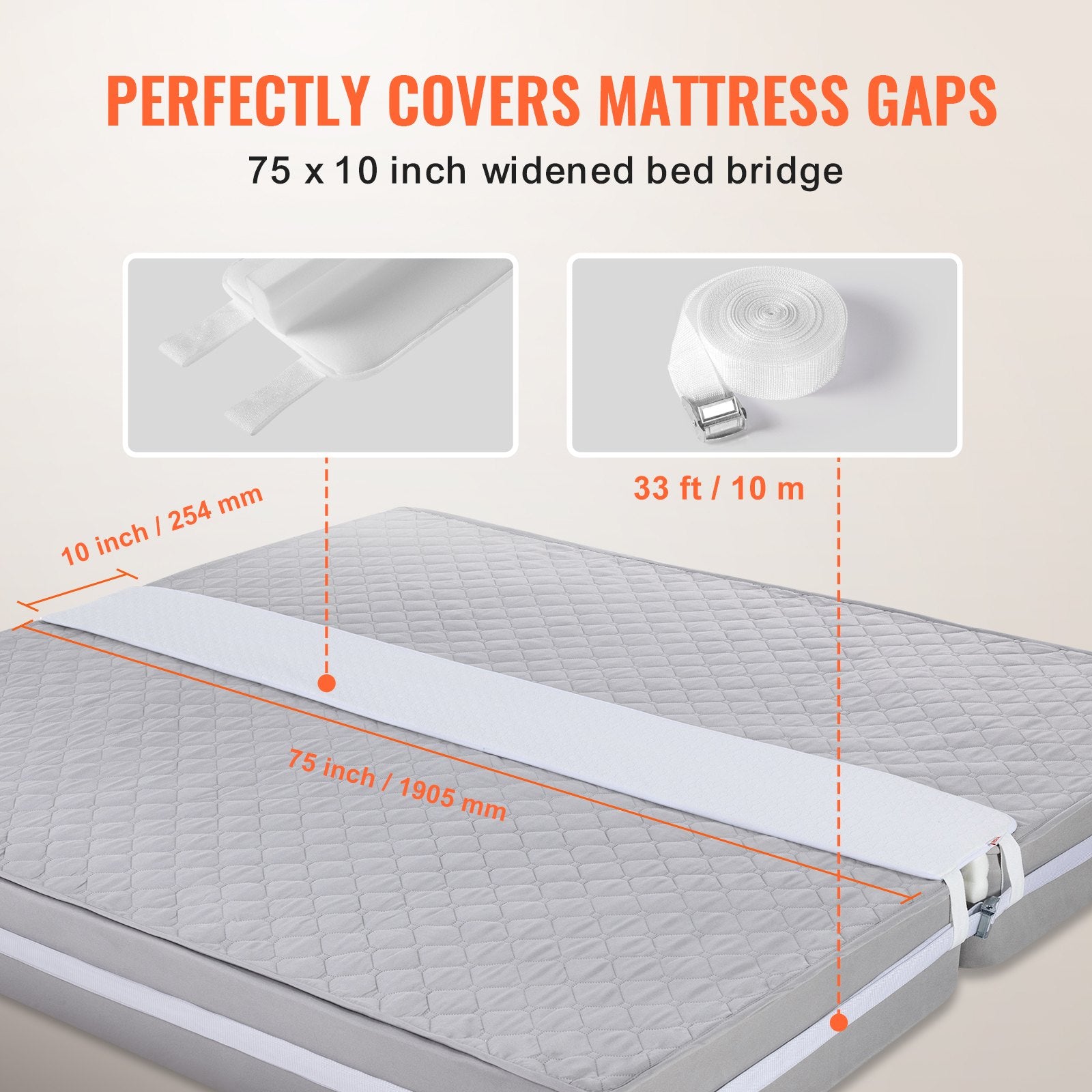 Automotive Repair & Speciality Tools: VEVOR Bed Bridge King Bed Converter Kit Metal Buckle and Storage Bag 75"L x 10"W